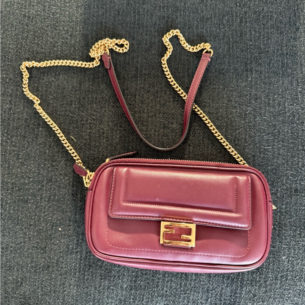 Fendi Easy 2 Baguette Matte Brandy Leather – Burgundy